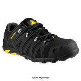Amblers FS23 Softshell S3 waterproof steel toe cap Safety Trainer Sizes 4-15 Trainers Amblers Active-Workwear A trendy, lightweight safety shoe with a low-profile outsole, water-repellent breathable upper, antistatic and penetration protection. Extra-light safety trainer with soft shell upper, Steel toe cap protection tested to 200 joules impact Constructed with 3 robust D-ring lace holds, Non-metal midsole for underfoot penetration resistance