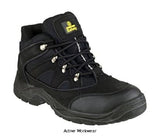 Amblers Vegan Friendly Mid Boot Chukka Safety Boot FS151 (SB-P-SRA) Black - Boots - Amblers