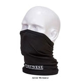 Black Anti-Microbial Multiway Neck Tube Snood face Covering Scarf Portwest CS25 Respiratory Active-Workwear Portwest Multiway Scarf with anti-microbial finish. Kills 99.9% of bacteria and controls numerous odour-causing microorganisms that can accumulate in the fibres from skin contact and laundering. It can be worn in a combination of ways. The stretchy cotton elastane fabric allows for it to transform for a number of different uses 
