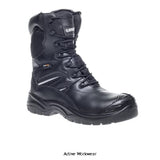 Apache Combat Leather Composite Waterproof S3 High Leg Safety Boot Boots Active-Workwear A technical high leg non-metallic safety boot. This boot incorporates premium full grain leather uppers combined high abrasive resistant Cordura material. A durable anti-slip rubber outsole which is heat resistant to 300°c. The side zip facility allows easy/quick removal and it’s breathable waterproof internal membrane will keep your feet free of moisture and water ingress at all times.