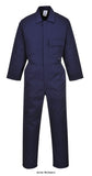 Navy Blue Basic Standard Coverall Boilersuit Stud Front Overall Portwest 2802 Boiler suits & One-piece's Active-Workwear This smart coverall features a chest pocket with flap for secure storage and two side pockets. Comfort, practicality and durability are ensured.  Non shrinking to ensure that this style maintains its shape wash after wash 50+ UPF rated fabric to block 98% of UV rays  4 pockets for ample storage Chest pocket Rule pocket Side pockets