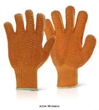 Criss Cross Multi-Purpose Handling Gloves (Pack Of 100) - Beeswift Xxn Hand Protection Active-Workwear Yellow/gold knitted base, PVC criss cross coating. Multi purpose glove offering excellent grip. EN388 1 1 3 1 EN388: 2016 Level 2 - Abrasion Level X - Cut Resistance Level 3 - Tear Resistance Level 1 - Puncture Level B - ISO 13997 Cut Resistance