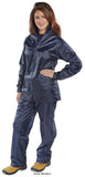 Navy Blue Beeswift Dri Nylon Waterproof Suit Cheap (Jacket & Trousers) - Nbds Waterproofs Active-Workwear Jacket and Trouser Pack Jacket: Lightweight nylon with PVC coating to the inside Zip front Concealed Hood lower front pocket with flaps Studded cuffs Hip drawcord Fully taped seams Trousers Elasticated waist Access to pockets Stud fastening to ankles Fully taped seams Manufactured in lightweight nylon with PVC waterproof coating