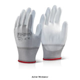 White Beeswift (PUGGY) Pu Coated Nylon Work Glove (Pack Of 100 prs) - Pug Workwear Gloves Active-Workwear the electricians/plumbers favourite work glove Nylon Glove. Polyurethane palm coated. Machine Knitted. Integral elasticated wrist. Ideal for handling light components. EN388: 2003 Level 4 - Abrasion Level 1 - Cut Resistance Level 3 - Tear Resistance Level 1 - Puncture 