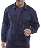 Beeswift Super Click Basic Polycotton Drivers Jacket Navy - Pcjhw Jackets & Fleeces Active-Workwear Poly Cotton , Zip front with stud flap , Cuffs with double two position press stud adjustment , Elasticised waist band , 2 Breast pockets with stud flap, , One breast pocket has pen divide , 2 Lower jet