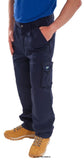 Navy Beeswift Traders Newark Multi Pocket Work Trousers With Kneepad Pockets - Ctrant Trousers Active-Workwear Hard wearing tradesman trousers 320gsm 65% Polyester / 35% Cotton Cargo trousers with triple stitched seams, 2 Side pockets and ticket pocket, Metal zip fly, Reinforced back pockets with flaps and hook and loop fastening, 2 Large thigh pockets with flaps and special pockets, Internal knee pad pockets, Can be used in conjunction with standard insertable kneepad (sold separately)