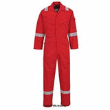 REd BizFlame Flame Retardant Lightweight Anti Static Hi Viz Coverall 280g FRAS - FR28 Boilersuits & Onepieces Active-Workwear Constructed using a lighter weight highly innovative flame resistant BizFlame Plus fabric, CE certified, guaranteed flame resistance for life of garment Protection against radiant, convective and contact heat CE certified Guaranteed flame resistance for life of garment