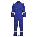 Royal Blue BizFlame Flame Retardant Lightweight Anti Static Hi Viz Coverall 280g FRAS - FR28 Boilersuits & Onepieces Active-Workwear Constructed using a lighter weight highly innovative flame resistant BizFlame Plus fabric, CE certified, guaranteed flame resistance for life of garment Protection against radiant, convective and contact heat CE certified Guaranteed flame resistance for life of garment