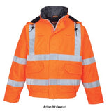 Bizflame FRAS Hi Vis Flame Retardant Anti Static Waterproof Bomber Jacket - S773 Fire Retardant Active-Workwear This fully waterproof bomber jacket offers multi-norm protection in hazardous conditions. Features include chemical resistance and a detachable hood. 