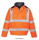 Orange Flame Rail Bomber Bizflame FRAS Hi Vis Flame Retardant Anti Static Waterproof Bomber Jacket - S773 Fire Retardant Active-Workwear This fully waterproof bomber jacket offers multi-norm protection in hazardous conditions. Features include chemical resistance and a detachable hood. 