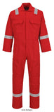 Red BizWeld Flame Retardant hi viz Iona Welding Coverall Portwest BIZ5 Boilersuits & Onepieces Active-Workwear The Bizweld Biz5 Iona FR Coverall offers visible protection to the wearer. Clever design features include flame resistant reflective tape on the shoulders, sleeves and legs, the option to insert knee pads when needed, ample storage space and a rule pocket. A very popular style. CE-CAT III Guaranteed flame resistance for life of garment Protection against radiant, convective and contact heat 