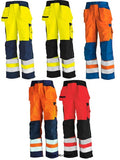 Blaklader hi vis kneepad trousers with nail pockets class 2 -1533 advanced craftsmen workwear