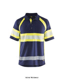 Blaklader Hi Vis Breathable Wicking Polo shirt Class 1 - 3338 Hi Vis Tops Active-Workwear Soft and comfortable Blaklader Hi Viz polo shirt with tailored reflective transfers for excellent stretch properties and breathability. This polo shirt provides UV protection and the fabric has an anti-odour effect, which reduces bacterial growth and prevents unpleasant odours. The polo shirt has a rib-knitted collar and a button neck. Certified according to EN ISO 20471 class 1