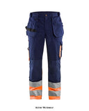Orange Blaklader Hi Vis Class 1 Knee Pad Work Trousers with Nail Pockets -1529 1860 Hi Vis Trousers Active-Workwear Hi-Vis trousers with CORDURA®-reinforcements on the knees for extra durability. These trousers have the right protection and built-in functionality. Rule pocket with an extra pocket. Certified according to EN ISO 20471, class 1 protective clothing with high visibility. Main material 65% polyester, 35% cotton, twill, 300g/m² High Vis Cordura, Nail pockets, Knee protection pockets, orange