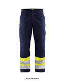 Blaklader Hi Vis Knee Pad Work Trousers (Water Repellent) Class 1 - 1564 Hi Vis Trousers Active-Workwear Blakladers 1564 High visibility trouser in a highly durable and light material with water-repellent performance. Great tear-strength, high abrasion performance and spacious leg pockets makes the 1564 high visibility Class 1 trouser the ultimate choice 60 mm wide reflective tape, Reflective tapes around legs C sizes can be extended to C150 sizes Upper part Inner leg seam with 3-needle stitching