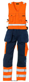 Blaklader hi vis sleeveless work dungarees with knee pad & nail pockets - 2653