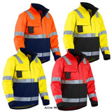 Blaklader Hi Vis Water Repellent Lightweight Safety Work Jacket RIS 3279 - 4064 Hi Vis Jackets Active-Workwear High visibility rail work wear jacket designed to be seen in every direction - even when bending down. The durable, light and water repellent material assures high comfort and optimal functionality. Shorter front for maximum freedom of movement, longer back for better protection over the lower back. Easy accessable pockets for all your needs combined with good fitting
