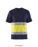 Blaklader Hi Vis Cotton Tee shirt Class 1 - 3387 Soft and comfortable Blaklader basic high vis t-shirt with good value. The t-shirt has sewn on reflectors with open sides for better comfort and ability to move. Round neck with reinforced neck seam. 