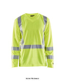 Blaklader high visibility v-neck long sleeve t-shirt - 3383 hi vis tops blaklader active-workwear