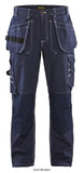 Navy Blaklader Knee Pad Work Trousers with Nail Pockets (Cotton Twill)-1530 1370 Trousers Active-Workwear A classic cotton work trouser that are constantly evolving. The trousers are designed to make you effective in your work and have many thoughtful touches and smart pocket solutions. They have three needle stitches in exposed places - which makes the trousers so durable that we can provide a lifetime warranty on the seams. Knee pockets are additionally reinforced with CORDURA®. Main material 100% cotton