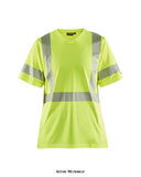High visibility ladies v-neck tee shirt by blaklader - certified class 2 uv protection