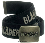 Blaklader Stretch Work Belt (Antique Brass Buckle with Logo) - 4003 Accessories Belts Kneepads etc Active-Workwear  A fine belt in stretch with woven logo and antique brass buckle. Length 125 cm, width 40 mm. Metal buckle in antique brass with Blåkläder logoBuckle in antique brass Woven Blaklader logo Length 125 cm Width 40 mm Colour: 9900 Black Size: One size 
