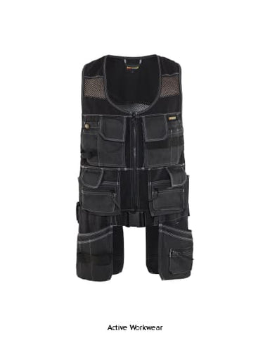 Blaklader waistcoat X1900 Cotton and Mesh Heavy Duty tool vest - 3119 Toolvests Toolbelts & Holders Active-Workwear Blakladers X1900 range modern work waistcoat/tool vest with many practical pockets for tools and accessories. Detachable nail pockets and waist strap to reduce shoulder and neck strain. It even has double zippers at the front to adjust the width, which provides a better fit and greater comfort. Mesh panels with stretch material make the waistcoat light and provide good ventilation.