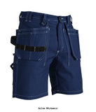 Blue Blaklader Work Shorts with Nail Pockets (Cotton Twill 370gm) - 1534 1370 Shorts & Pirate Trousers Active-Workwear Comfortable and functional 100% cotton shorts in classic craftsman design. These shorts have meticulously designed details and features like reinforced free nail pockets, back pockets with bellows, hammer loop and folding rule pocket.Main material 100% cotton, twill, 370g/m²