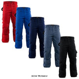 Blaklader Work Trousers with Cordura Kneepad Pockets (PolyCotton) - 1570 1860 Trousers Active-Workwear. A Blaklader Workwear craftsman trouser without Holster Pockets that gives you maximum comfort and superior protection with CORDURA® reinforcements in the knee pockets and several easily accessible pockets. Two back pockets with bellows, hammer loop and reinforced waist pocket. Has knee protection pockets. Main material 65% polyester, 35% cotton, twill, 300g/m²