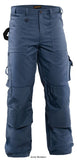 Grey Blaklader Work Trousers with Cordura Kneepad Pockets (PolyCotton) - 1570 1860 Trousers Active-Workwear. A Blaklader Workwear craftsman trouser without Holster Pockets that gives you maximum comfort and superior protection with CORDURA® reinforcements in the knee pockets and several easily accessible pockets. Two back pockets with bellows, hammer loop and reinforced waist pocket. Has knee protection pockets. Main material 65% polyester, 35% cotton, twill, 300g/m²