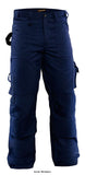Navy Blue Blaklader Work Trousers with Cordura Kneepad Pockets (PolyCotton) - 1570 1860 Trousers Active-Workwear. A Blaklader Workwear craftsman trouser without Holster Pockets that gives you maximum comfort and superior protection with CORDURA® reinforcements in the knee pockets and several easily accessible pockets. Two back pockets with bellows, hammer loop and reinforced waist pocket. Has knee protection pockets. Main material 65% polyester, 35% cotton, twill, 300g/m²