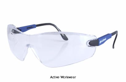 Bolle (Pack Of 10 ) Bolle Viper Safety Glasses Clear Lens - Bovip Eye Protection Active-Workwear Highly light, Sport design, Adjustable temples, Blue nylon frame, Panoramic vision. 