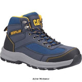 Cat Elmore S1P Mid Safety Hiker Boot Vegan Friendly Blue -32215-55191 Boots Caterpillar Active-Workwear Elmore Mid S1P designed for any working playground, this durable lightweight safety hiker protects the feet and provide everlasting comfort to all wearers. Lightweight Non-Leather Safety Hiker, Anti-Scuff Toe & Heel Protection