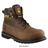 Cat Holton Brown Industrial Safety Boot SB Steel Toe Cap Sizes 6-15 12807-15307 Boots Caterpillar Active-Workwear A heavy and light industrial welted work boot. Rugged and supremely comfortable. Padded collar and tongue. Two speed lacing hooks for a secure fitment, Conforms with EN ISO20345:2011.