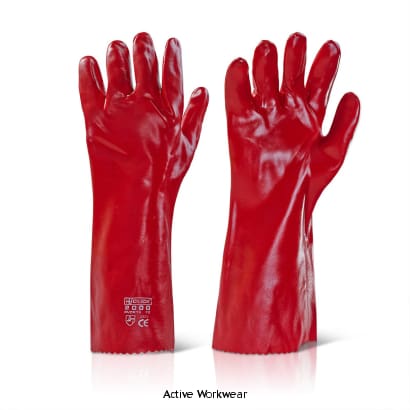 Click pvc gauntlet liquid proof red 16’ pack of 50 pairs pvcr16 hand protection active-workwear