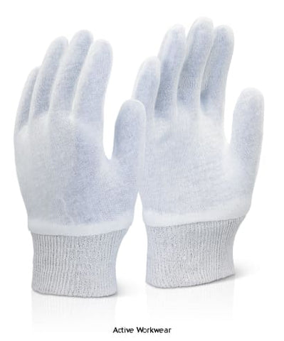 Cotton Knit wrist Stockinette Mens Glove Liner (Pack Of 600) glove liner- Skwsm- Skwsm Hand Protection Active-Workwear Knitted stockinette glove. Lightweight. Many and varied uses, light handling of dry product, Makes an excellent liner, Minimal risk. 