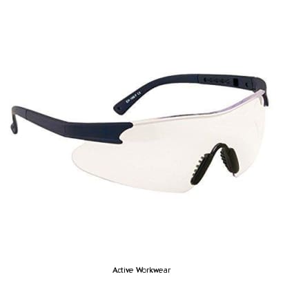 Curvo Lightweight Safety Glasses Spectacle (10 pairs) EN166 Portwest PW17 Eye Protection Active-Workwear This Portwest safety spectacle has a curved lens and essential sport look. Adjustable arms inclination for optimised fit and soft nose bridge for extra comfort.