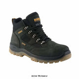 Black Dewalt Challenger Waterproof & Breathable Steel Toe Midsole Safety Boot Black, Brown Full grain nubuck waterproof leather upper Sympatex waterproof and breathable membrane TPU sole resistant to 120 °C Dual density anti-bacterial insole Shock absorption Lightweight & flexible Outsole resistant to petrol, chemical’s, oil and heat Steel toe cap protection 200 joules Steel mid sole for under foot protection