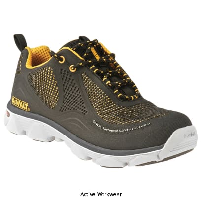 Dewalt Krypton Lightweight Safety Trainer SBP SRA - Krypton Trainers Active-Workwear Light weight safety trainer. Yellow/Black Fine mould safety trainer. 200 joules Steel toe cap Composite mid-sole for under foot protection. Phylon rubber sole. shock absorption. Safety Rating SBP
