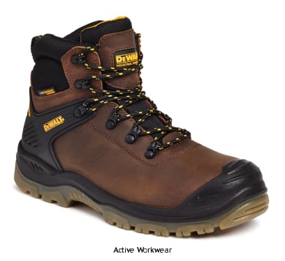 Dewalt Newark Brown Waterproof Hiker Safety Boot S3 Boots Active-Workwear Full grain leather upper. Waterproof and breathable Samsung membrane inner lining. Padded tongue and collar for added comfort. Steel toe cap protection and steel midsole protection. PU comfort insole. TPU dual density outsole. Anti-Scuff toe guard. TPU Heel support system. A high quality waterproof safety boot from DEWALT.