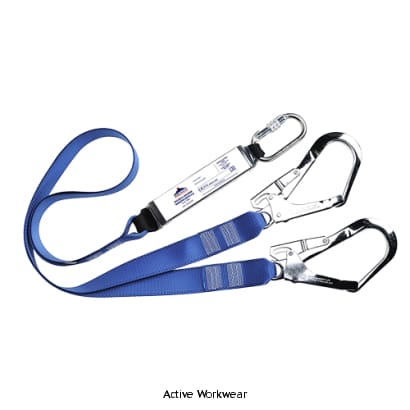 Double ended shock absorbing Lanyard Webbing 180cm - FP51 Miscellaneous Active-Workwear Double ended lanyard featuring high quality webbing hooks carabiner and shock absorber. It is 180cm long including connectors. 