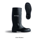 Dunlop Protomaster Safety Wellington boot Black - 142Pp Wellingtons Active-Workwear  Steel Toe Cap Steel Mid-Sole Oil Resistant Outsole Antistatic Energy Absorbing Sole Waterproof Cold insulating , S5 SRA 