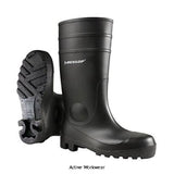Black Dunlop Protomaster Safety Wellington boot Black - 142Pp Wellingtons Active-Workwear  Steel Toe Cap Steel Mid-Sole Oil Resistant Outsole Antistatic Energy Absorbing Sole Waterproof Cold insulating , S5 SRA 