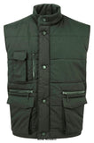 Green Eider Bodywarmer/ Gilet Orn Workwear-4700 Workwear Jackets & Fleeces ORN Active-Workwear Perfect for manual labour roles, whether inside or outside. Multiple pockets which are large enough to carry pda's/scanners etc. Windproof Mobile pocket on chest Elasticated hip detail with extended back panel Two lower pockets with hook and loop fastening flaps hand warmers Deep elasticated armholes with weather protectors Full front zip with studded storm flap Access for decoration