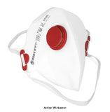 Fold Flat P2 Dust Mask With Valve (Pack Of 20) -Beeswift 2FF2V Respiratory Active-Workwear Adjustable nose bridge Space saving design Adjustable elastic straps Dolomite clogging tested, gives better breathing resistance and for a longer time period Easy breathe exhale valve Individually packed Fits neatly into a breast pocket Conforms to EN149:2001+A1:2009 FFP2 NR D  For Hazard Type: Toxic dusts, fumes and water-based mists. example: Working with hardwood, glass fibres and 