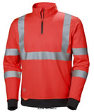 Red Helly Hansen Addvis Stretch Hi Vis Half Zip Sweatshirt-79096 Workwear Hoodies & Sweatshirts Helly Hansen Active-Workwear Addvis Half Zip Sweater combines soft fabrics and stretch reflective to ensure maximum comfort. Hi Vis certification ensures you are safe and visible while working. Features, 4-way stretch fabric, EN ISO 20471:2013 Class 3: