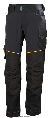 Helly Hansen Chelsea Evolution 4 way Stretch Work Pant- 77446 Kneepad Trousers Active-Workwear YKK zipper The Chelsea Evolution Worker Pant combines our 4-way stretch with our durable Chelsea cotton fabric that guarantees ease in movement on hot summer days.YKK zipper Articulated knees Back pockets Belt loops Broad belt tunnel at back for extra strength and stability Cordura fabric reinforcements at bottom hem Extended back for better comfort Fly with zip
