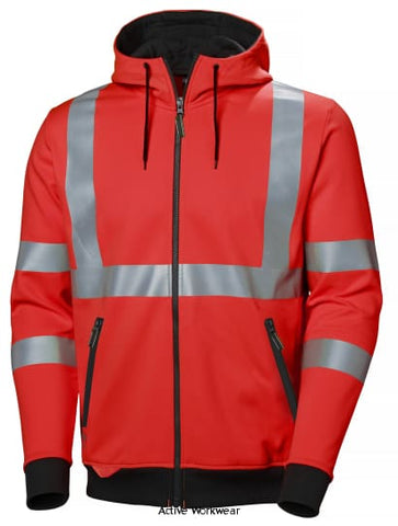 Helly Hansen HH Workwear Add vis Zip Hoody Hi Vis Class 3 Hoodie- 79094 Hi Vis Tops Active-Workwear Helly Hansen HH Workwear Add vis Zip Hoodie combines soft fabrics and stretch reflective's to ensure maximum comfort. Hi Vis certification ensures you are safe and visible while working. EN ISO 20471 class 3 (XS class 2).YKK zip YKK Vision front zip. 360 degree reflex on body and sleeves Two hand pockets Draw cord adjustable hood