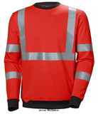 Red Helly Hansen Hi Viz HH Addvis Sweatshirt- 79095 Hi Vis Tops Active-Workwear  Addvis Sweater combines soft fabrics and stretch reflectives to ensure maximum comfort. Hi Vis certification ensures you are safe and visibile while working. EN ISO 20471 class 3 (XS class 2)