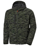 Camo Helly Hansen Kensington Hooded Soft Shell Jacket-74230 Workwear Jackets & Fleeces Helly Hansen Active-Workwear The Kensington Hooded softshell jacket is an excellent choice for the tradesmen who values ease and practicality. The high collar has a brushed fleece inside and the back is extended for improved comfort. It has multiple conveniently placed YKK zipper pockets and the chest pocket is outfitted with a cord hole for headphones that alleviates any unnecessary tangling.